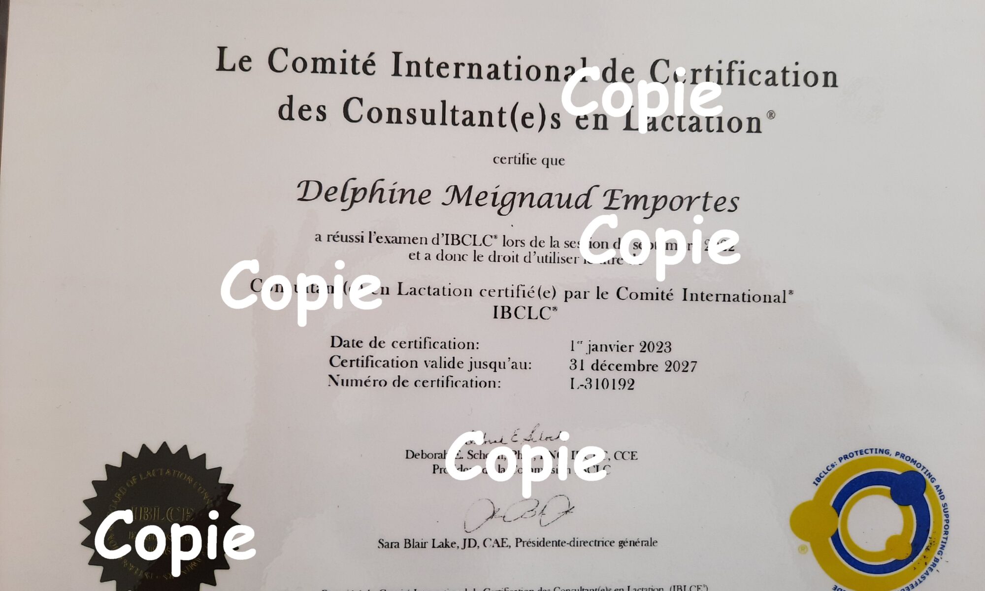 Certification IBCLC et numéro d'agrément